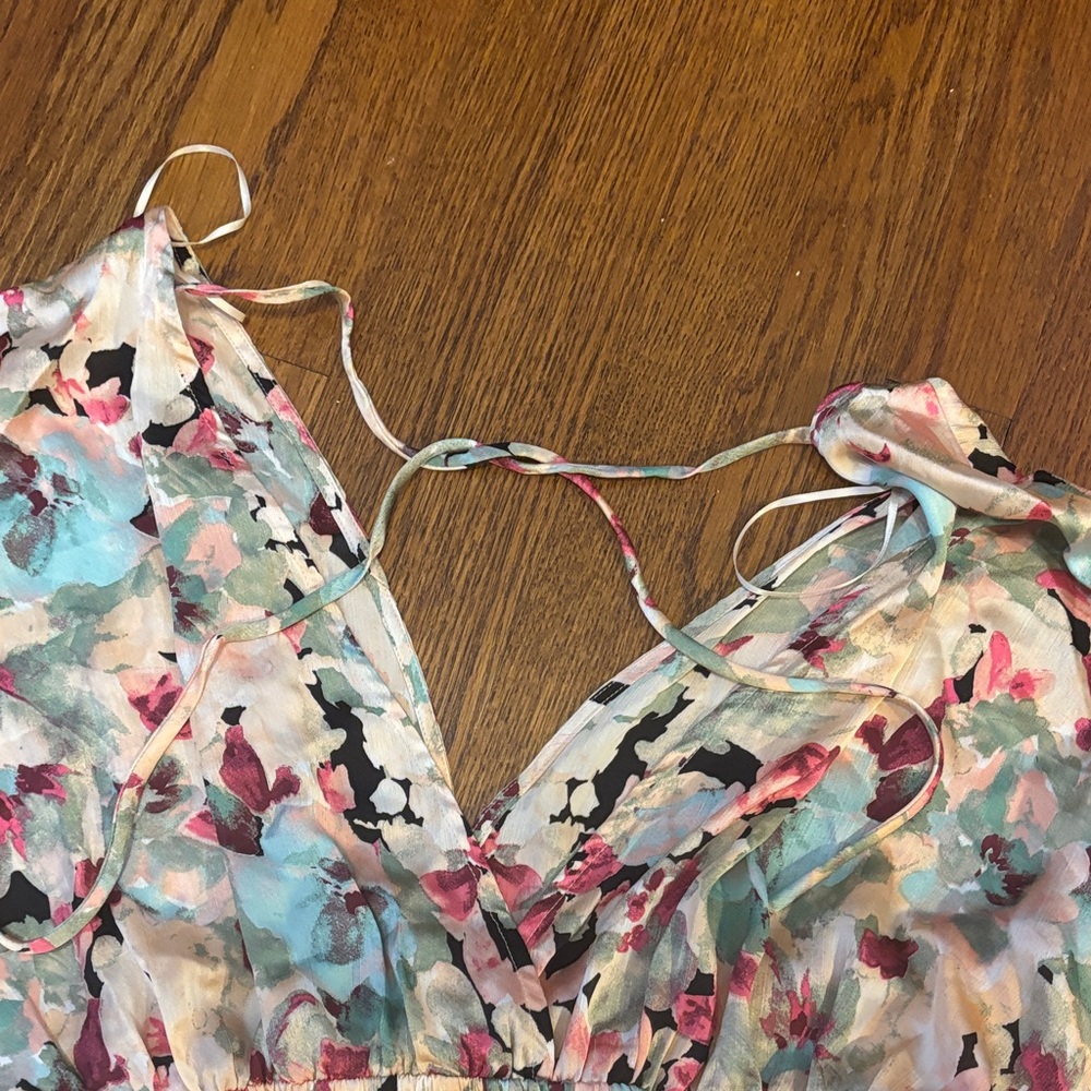 Satin Floral Kimono Maxi Dress - Picture 7 of 8